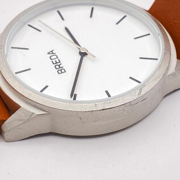 BREDA 5-0170531 Watch Men White Dial Silver Tone Brown Leather 39mm - Picture 5 of 14